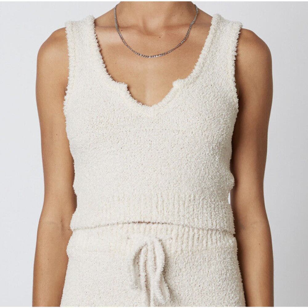 NIA Beige Cropped Knit Tank Top Size Medium